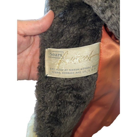 Vintage 60s/70s Mod Brown Fur Sears Fashions Lined Button Front Coat Size Medium - Picture 9 of 10